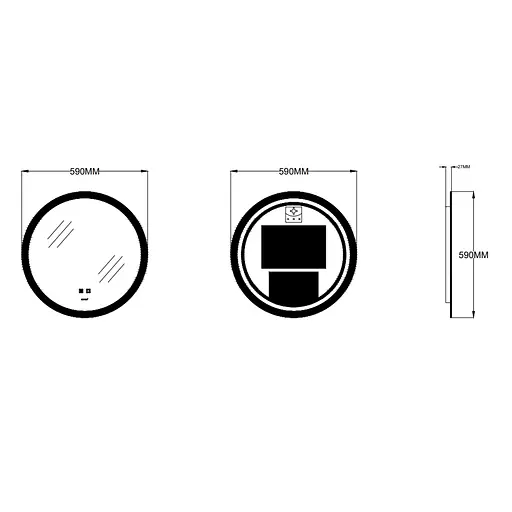 Дзеркало Zerix Solo MC02-60 з LED Touch, Anti-fog, димером, регулятором яскравості ZX6065 - фото 6