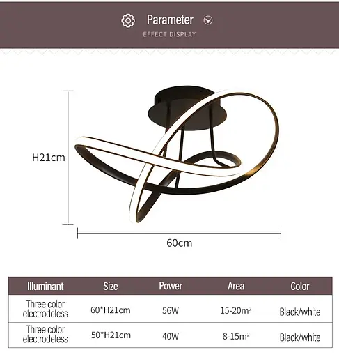 Люстра світлодіодна стельова PJ866 (Чорний) 60см - фото 7