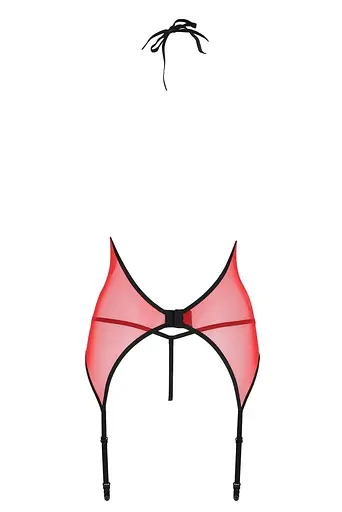Корсет з пажами для панчох Passion Peonia CORSet L/XL red стрінги - фото 4
