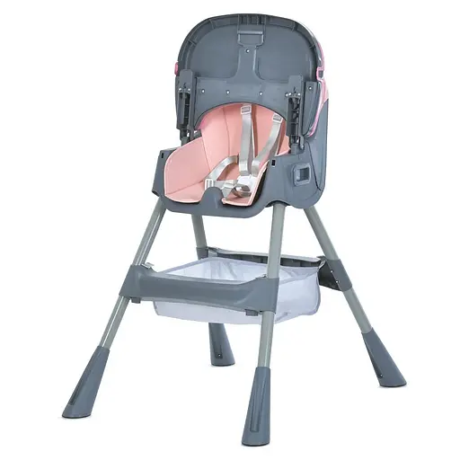 Стульчик для кормления M 5722 трансформер с 3 положениями спинки, 5-точечный ремень, экокожа, до 20 кг, Серый с розовым - фото 3