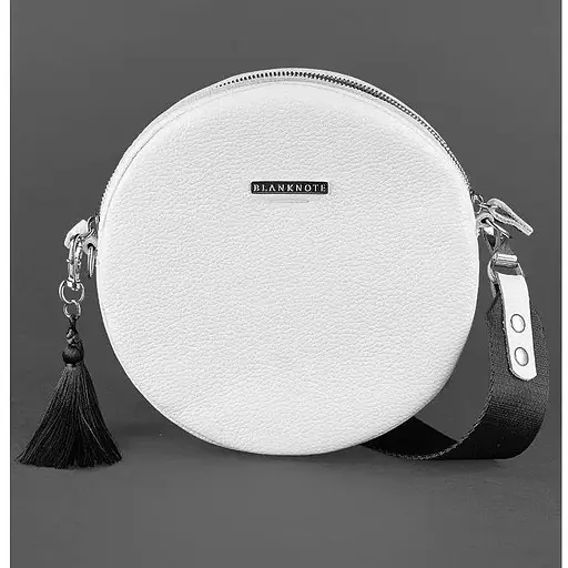 Кругла жіноча шкіряна сумочка Tablet біла - фото 1