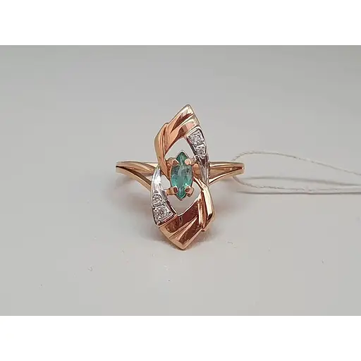 Золотое кольцо с бриллиантами и изумрудом. RE6178K 17,5 - фото 4