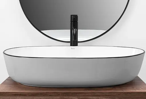 Умивальник Rea Cleo 61 накладний white black edge REA-U6210, Білий - фото 3