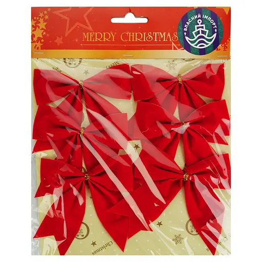 Новогоднее украшение Lufeng набор бантов красных 6 шт.