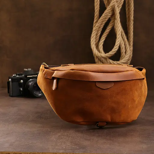 Чоловіча шкіряна сумка на пояс Vintage 32х16х13 см sum0015589 - фото 5