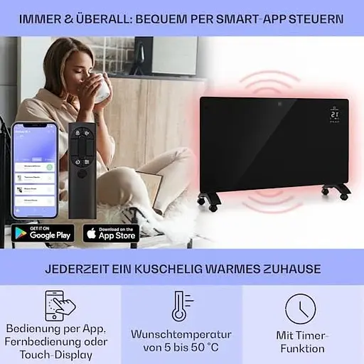 Конвекційний обігрівач Klarstein Bansin Crystal Smart 2500 Вт (10041211) - фото 6