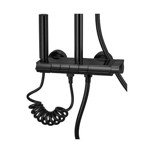 Душова система з кнопковим перемикачем із алюмінію Zerix PBI-009-J Black 4 режими ZX5849, Чорний матовий - фото 3