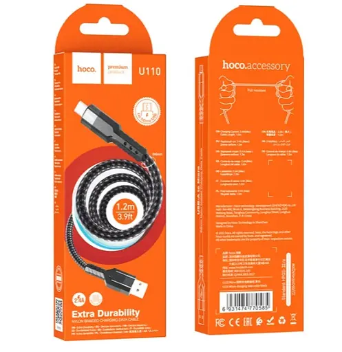 Кабель Hoco U110 Micro зарядный кабель для передачи данных Черный - фото 2