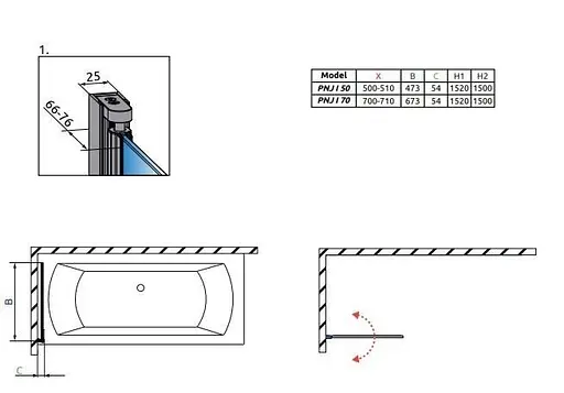 Шторка для ванни Radaway Eos PNJ 50 205102-101R права - фото 8