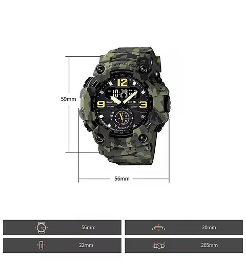 Наручний годинник чоловічий Skmei 1637 Army Green Camo, 1637CMGN (18441) - фото 6