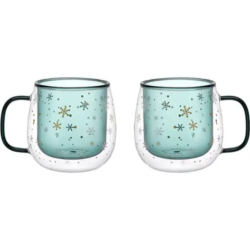 Набор чашек Vittora VT-5329-350 Северное сияние с двойным дном 350 мл Прозрачный 2 шт - фото 1