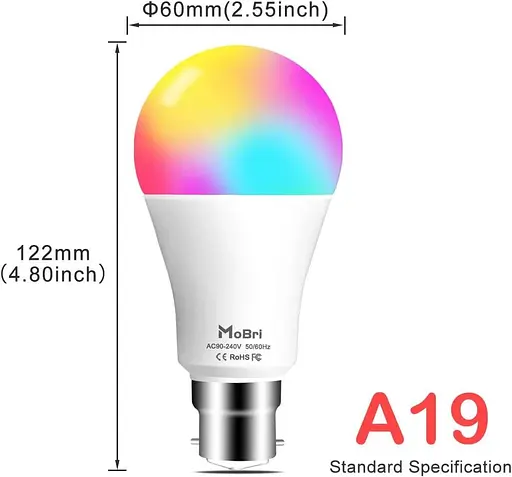 Світлодіодні RGB-лампи Mobri B22 зі зміною кольору з дистанційним керуванням, 75-ватні еквівалентні - фото 5