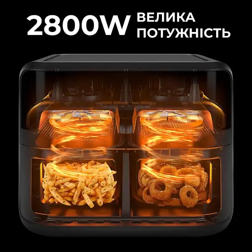 Аерофритюрниця безмасляна Sokany SK-10034 11л електрична з сенсорним керуванням, таймер 2800Вт - фото 8