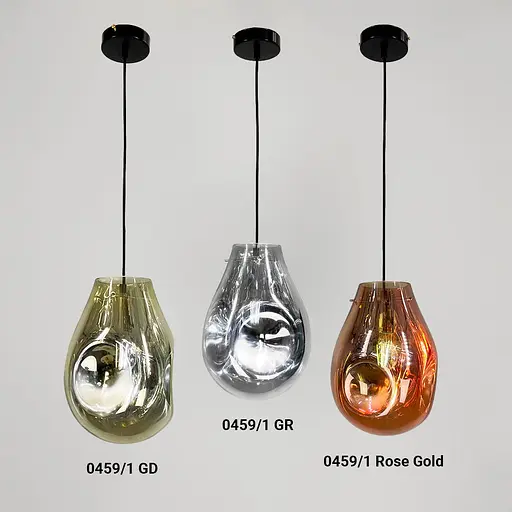 Подвес с мятым удлиненным стеклянным плафоном в розовом золоте | Line F | Арт. 0459/1 Rose Gold - фото 7