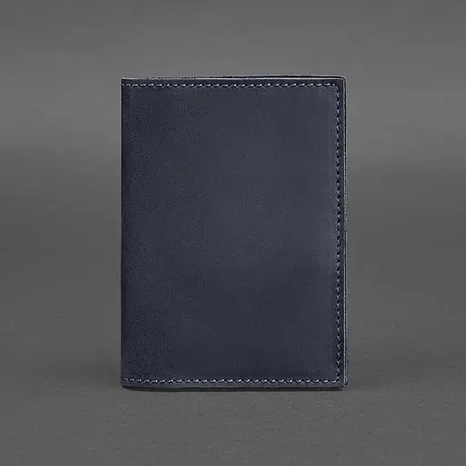 Кожаная обложка для паспорта и военного билета 1.2 синяя Crazy Horse - фото 6