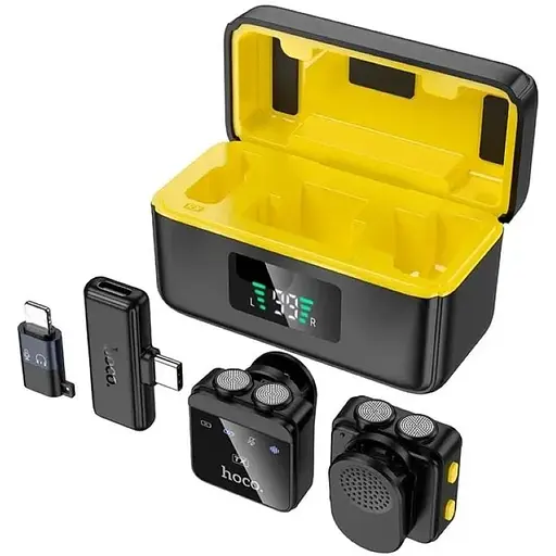 Бездротова мікрофонна система Hoco L17 Dual-mic magnetic lavalier wireless digital microphone iP/Type-C чорний - фото 1