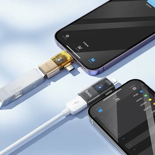 Перехідник Hoco UA36E USB-C Male/Lightning Male to USB-A Female OTG Black [140339] - фото 6