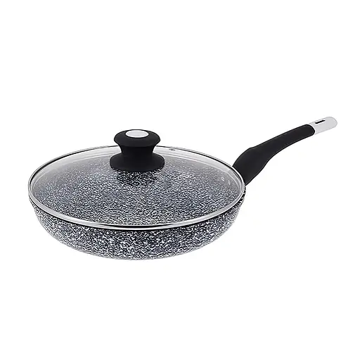 Сковорода алюминиевая Ø 24 см с керамическим покрытием под мрамор с крышкой, Zauberg Черный 86974 - фото 1