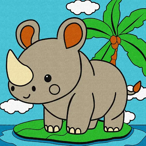 Набор для росписи по номерам для детей 5+ Носорог, Ideyka, 25x25 см, КНО9072