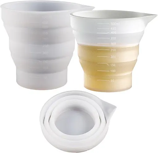 Силіконовий розкладний мірний стакан 250 мл з носиком та градуюванням вимірювальна склянка, Kitchen Master Прозорий 87385 - фото 5