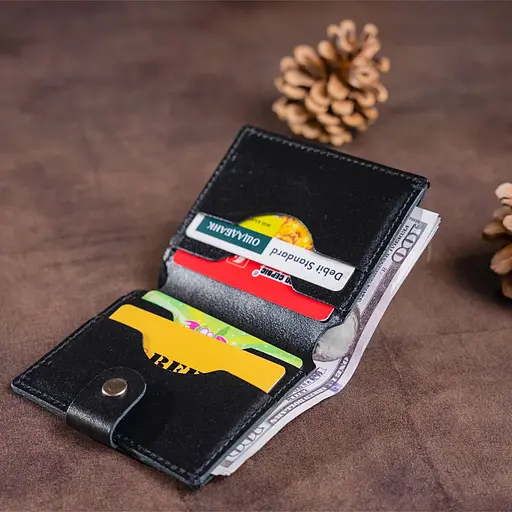 Чоловічий шкіряний гаманець Shvigel 10х8.5х1 см acs0015043 - фото 6