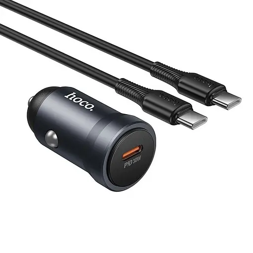 Адаптер автомобильный HOCO C to C cable Energy single port PD car charger Z62A | 1Type-C, 30W/3A, PD/QC| - фото 1