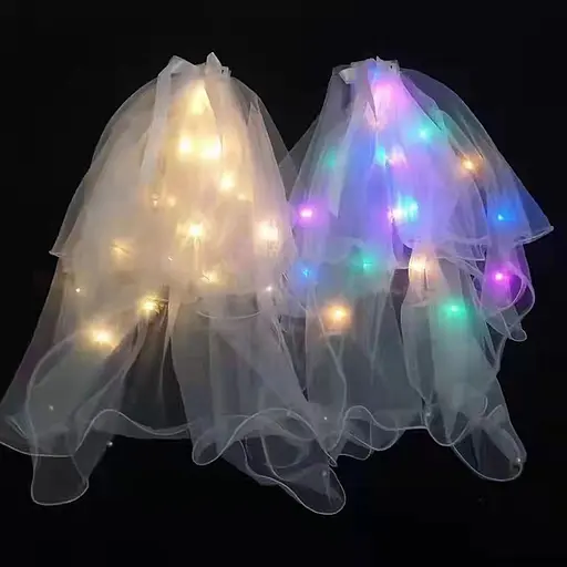 Аксесуар для волосся фата на заколці 50 см, світло 3 режими, на батарейках (В асортименті) - фото 2