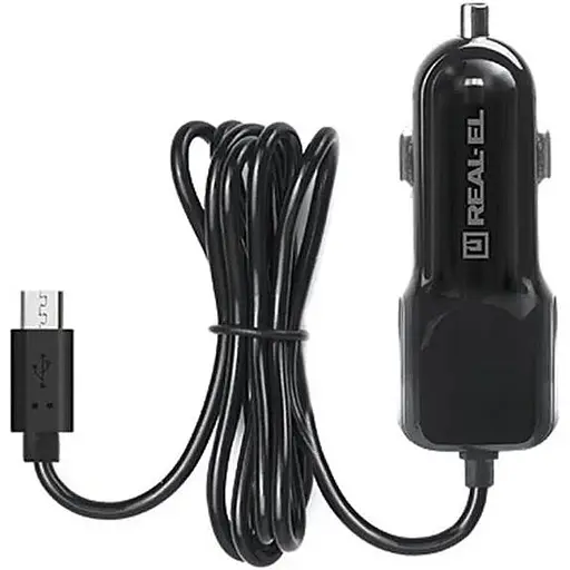 Автомобільний зарядний пристрій Real-El CA-15 (2USB, 2.1A) Black + кабель microUSB - фото 5