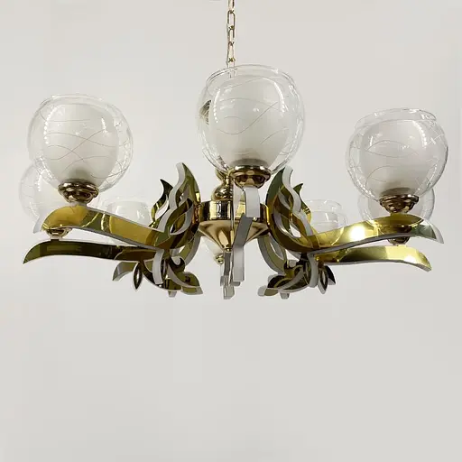 Люстра со светодиодным золотым корпусом и 8 двойных плафонов Line F | Ст. 81181/8 GD - фото 4