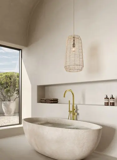 Смеситель для ванны напольный Kohlman Axel gold QF1165AGD Золотой - фото 3