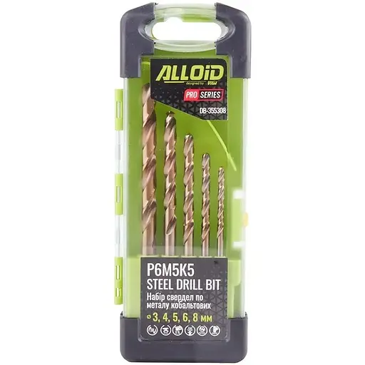 Набір свердел по металу кобальтових Alloid Building Tools 3-8 мм Р6М5K5 (DB-355308) - фото 1
