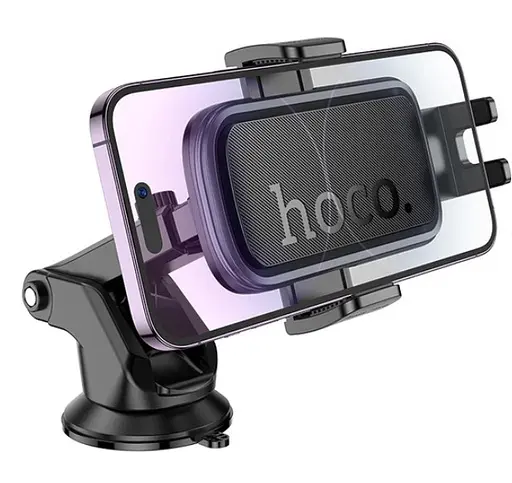 Магнитный универсальный автомобильный держатель Hoco H79 на присоске с зажимами в машину Черный - фото 4