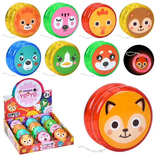 Йо-йо, 6 см, принт-животные, свет, на батарейках, 22.5x22x6 см (В ассортименте) - фото 2