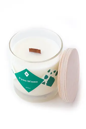 Свічка Рута і м`ята 250 мл 30 год Стандартні Соєвий віск - фото 2