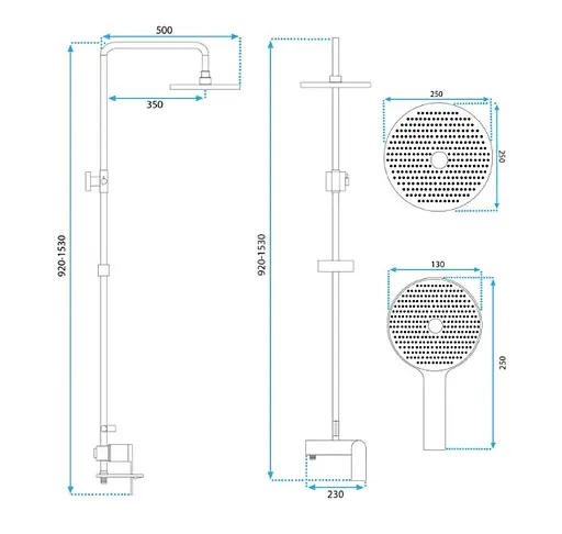 Душова система Rea Avalon brushed gold з виливом REA-P2400, Золотий - фото 5