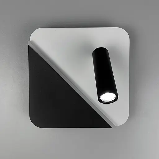 Настенный белый с черным квадратным светильником со спотом Line F Арт. W087 BK+WT - фото 7