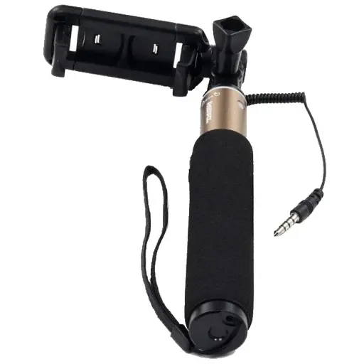 Селфи-монопод Remax RP-P5 держатель для фото с кабелем 3.5mm черно-золотой - фото 2