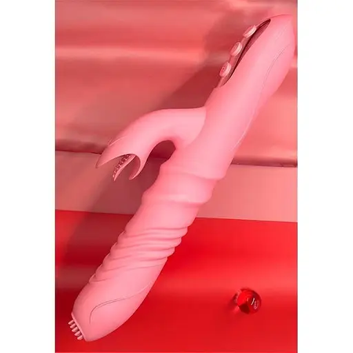 Вібратор силіконовий і поступальними рухами Pretty Love для жінок з підігрівом рожевий - фото 3