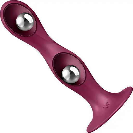 Фаллоимитатор Satisfyer Double Ball-R 17.7 см бордовый - фото 3