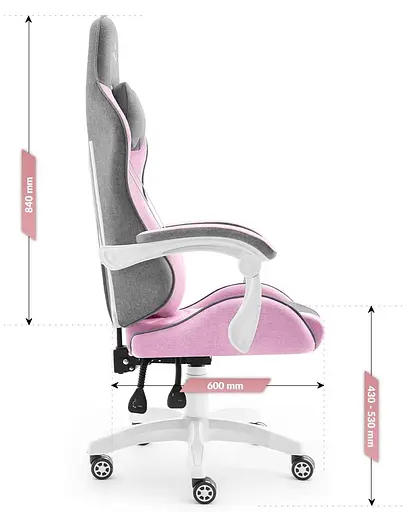 Компьютерное кресло Hell's Rainbow Pink-Gray тканина - фото 10