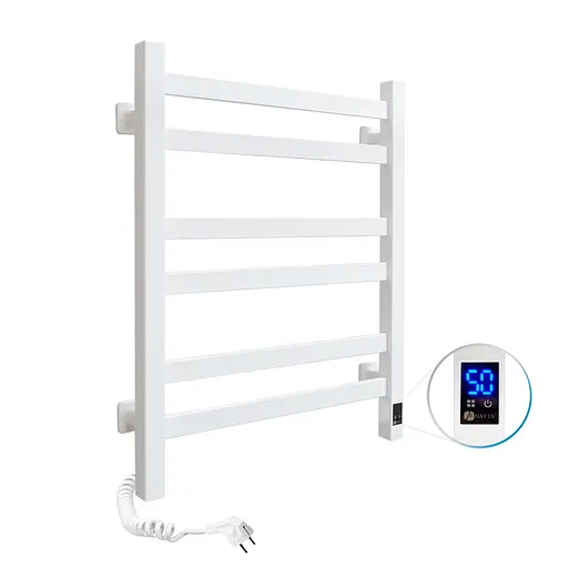 Электрический полотенцесушитель Navin Авангард 480x600 Sensor левосторонний с таймером, белый 12-028153-4860, Белый матовый, Левое, Электронный - фото 1