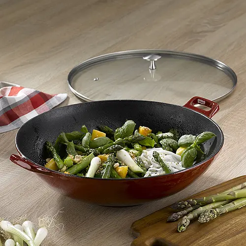 Вок чавунний з кришкою, червоний, Wok Kela Calido, 36 см, 4 л (11947) - фото 3
