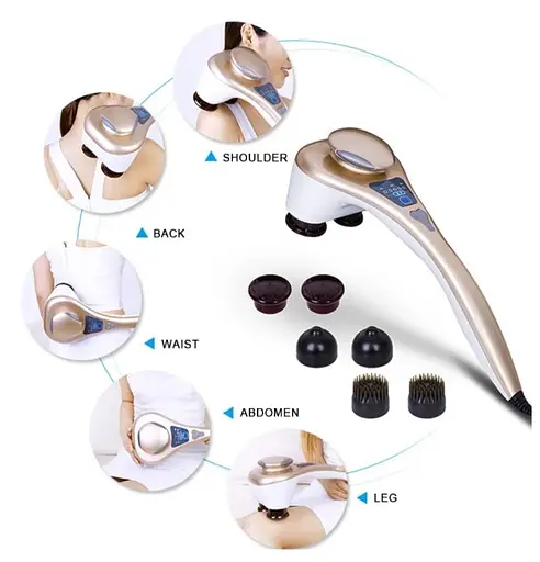 Ручний масажер 518-А Вібромасажер для тіла 25Вт (6 насадок)