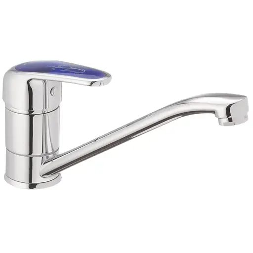 Змішувач для кухні Haiba Magic 555 із синьою ручкою HB0668 Хром - фото 1