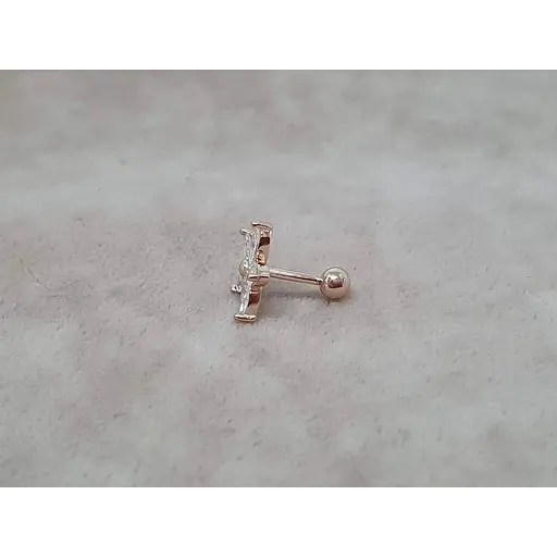 Золотая серьга для пирсинга хеликса Ирий Цветок с фианитами. З40103ШТ - фото 2