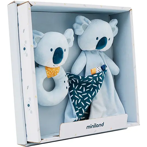 Подарочный набор в коробке (текстильный комфортер и погремушка) Miniland Baby Koala Gift (97380)