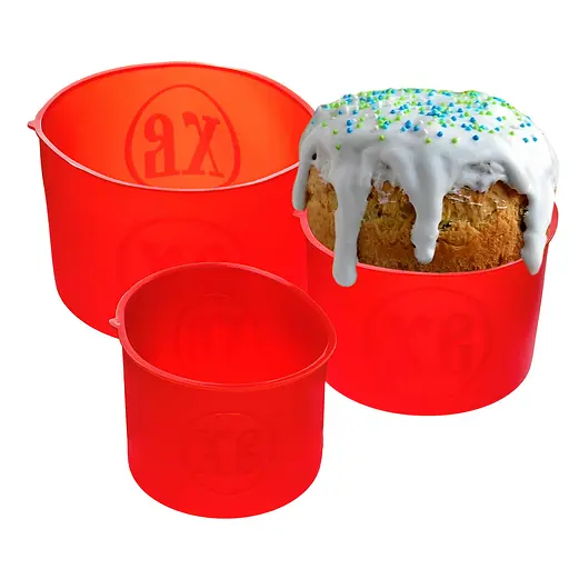 Набор из 3 форм для творожной паски 1/0.5/ 0.3 кг и 3 силиконовых форм для выпечки паски и куличей, Kitchette Красный 86206 - фото 6