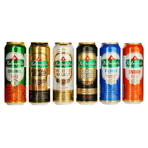 Набiр: пиво Kalnapilis Original 0.568 л + Grand Select 0.568 л + White Select 0.568 л + Blanc Select 0.568 л + Royal Select 0.568 л + Light 0.568 л + келих 0.5 л - фото 3