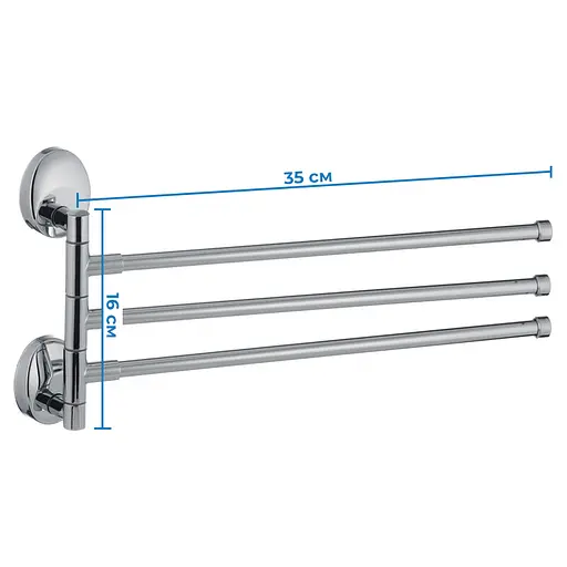 Тримач для рушника Zerix LR3313 LL1443 з 3 поворотними планками Хром - фото 2