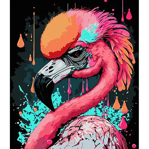 Картина по номерам Strateg Очаровательный фламинго на черном фоне 30х40 см - фото 1